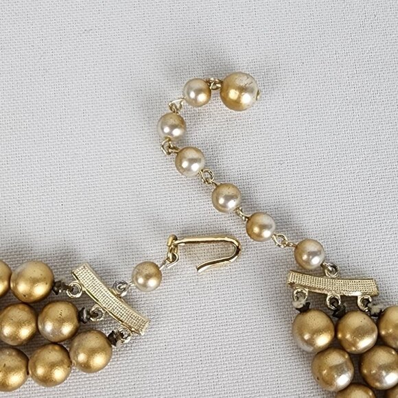 Vintage Gold AB Crystal Beaded Layered Necklace - Picture 5 of 6